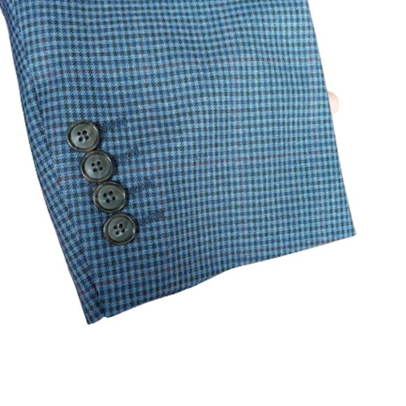 Blue Plaid / Checked Blazer Jacket Men Size 46 R  NEW NWT - Picture 3 of 7